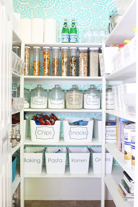 Don't hunt through mountains of cardboard boxes. Instead, take a few minutes to transfer ingredients and snacks into clear canisters so you can skip reading labels – and inspire a uniform tidiness. Plus, you'll keep mice away from your cookies and crackers.<br />See more at Classy Clutter »<br />