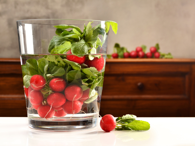 When radishes, celery, or carrots have lost their crunch, simply pop them in a bowl of iced water along with a slice of raw potato and watch the limp vegetables freshen up right before your eyes.