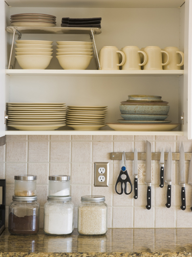 Put rice in your saltshaker to stop the salt from hardening. The rice absorbs condensation that can cause clumps.