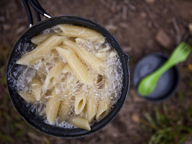 Prevent extra cooked pasta from hardening by stashing it in a sealed plastic bag and refrigerating. When you're ready to serve, throw the pasta in boiling water for a few seconds to heat and restore moisture.